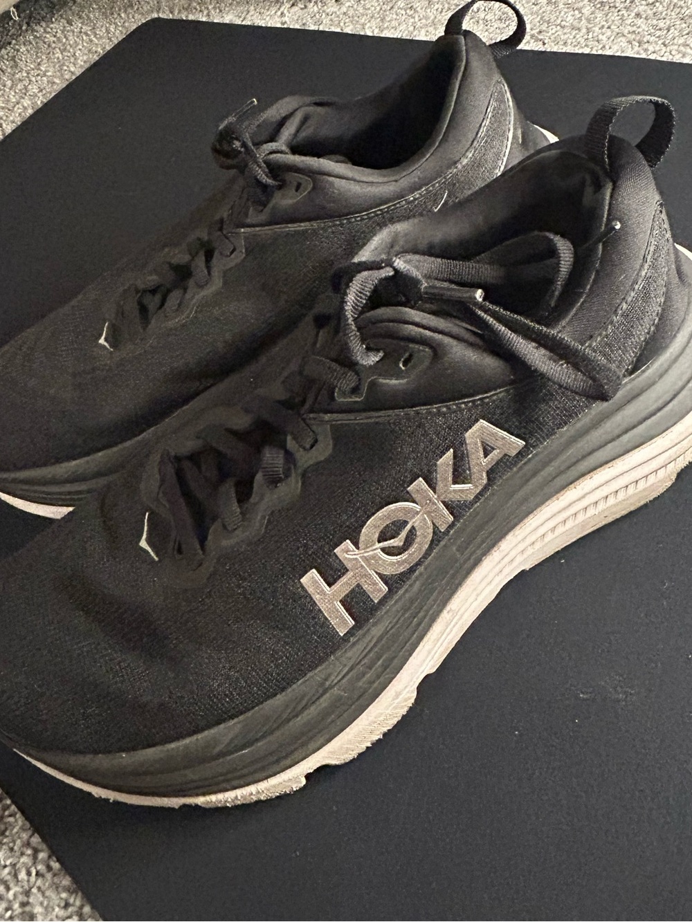 Hoka Black and White Cushioned Road Running Shoes